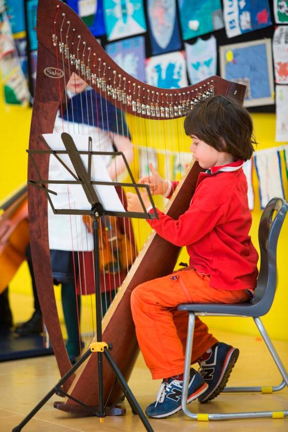Harp performance at Raglan Church in Wales Primary School
