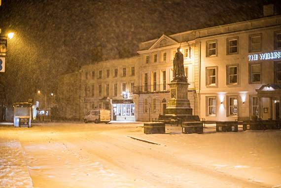 The scene last night outside the Wellington Hotel. Picture by Iain McIntosh