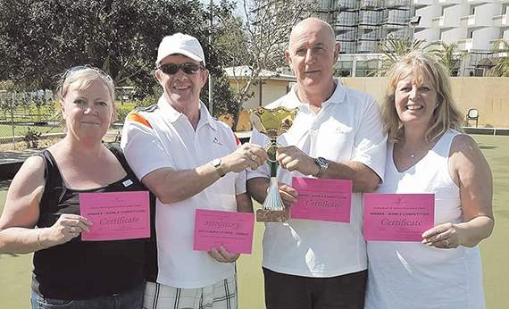 Last year’s winners: (from left to right) Corinne & Gerry Worsley, Ken Francis, and Jacky Thomas, with their trophy and certificates