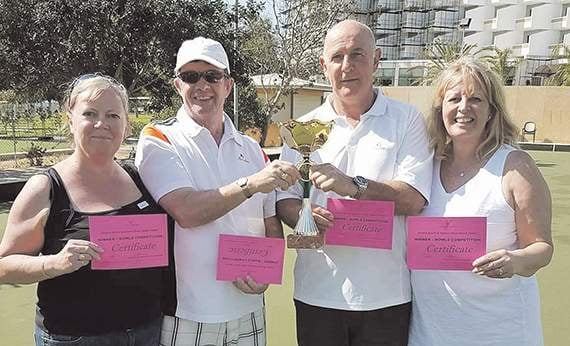 Last year’s winners: (from left to right) Corinne & Gerry Worsley, Ken Francis, and Jacky Thomas, with their trophy and certificates