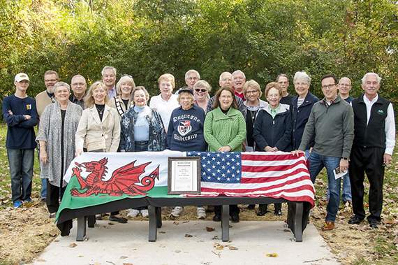 The bench is unveiled in the town of Saline in Michigan