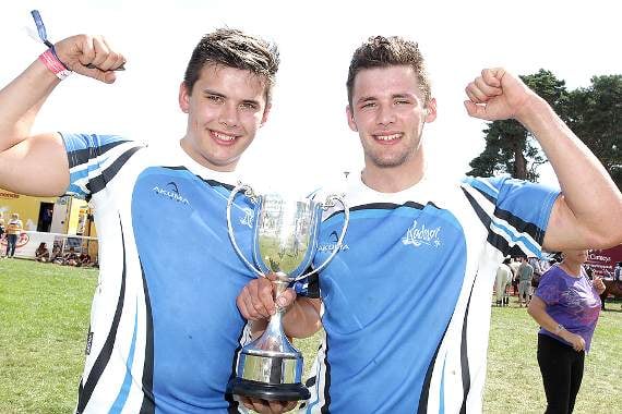 Radnorshire YFC's Rhys and Gethin Lewis who were on the winning sevens team
