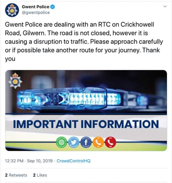 The tweet from Gwent Police