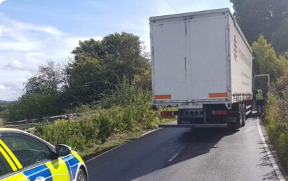 The picture from Breconshire Police of the crashed lorry
