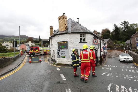 Fire crews at the Bridge End Inn