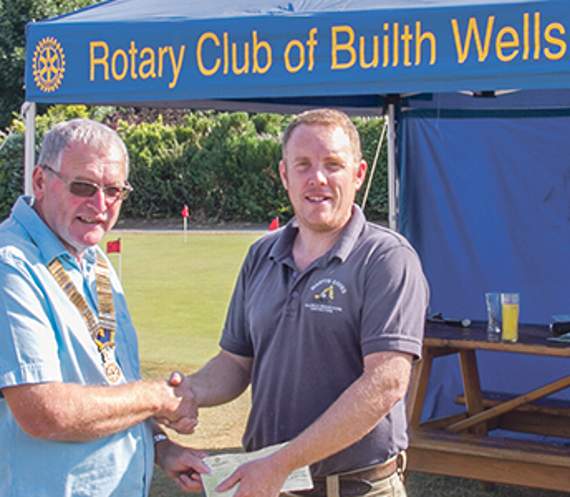 One of the main sponsors this year was Builth Wells Burger Manufacturing Co Ltd who have been an established employer in the area since 2000. Receiving the cheque from Martyn Davies (who represents the company) is Builth Wells Rotary president, David Mussell.