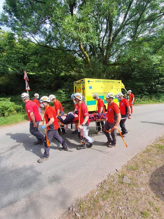 Brecon MRT transporting him to the ambulance