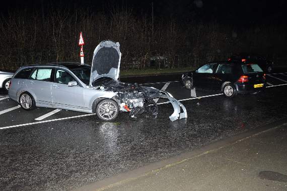 Collision on the Dolgellau Bypass of The A470 at the Store House between a Mercedes Estate and a Volkswagen Golf.