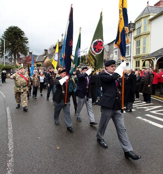 Standard bearers march through Machynlleth