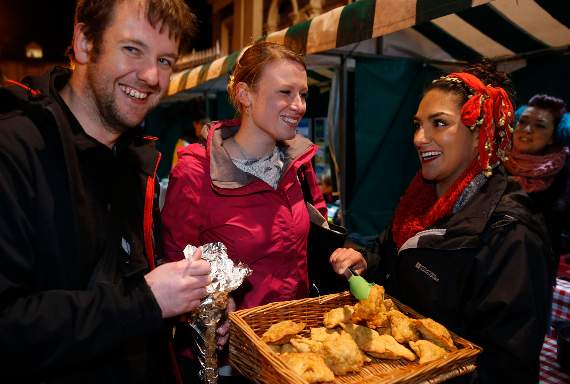 Martin Vickers, Sarah Brookes of Yellow Chicken House with Charlotte Singh