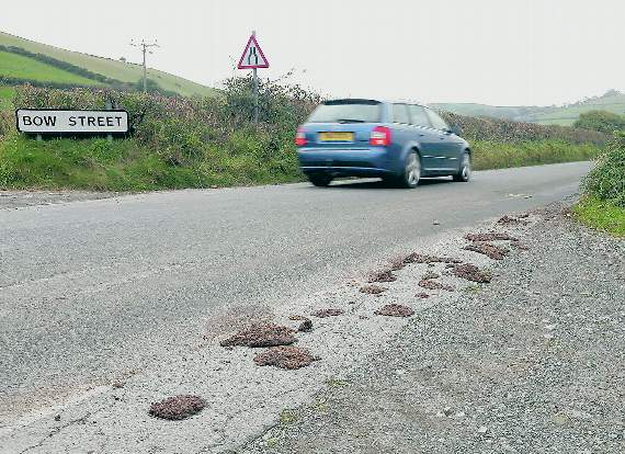 Human excrement spilt at Blaen Ddôl road between Bow Street and Clarach last Tuesday