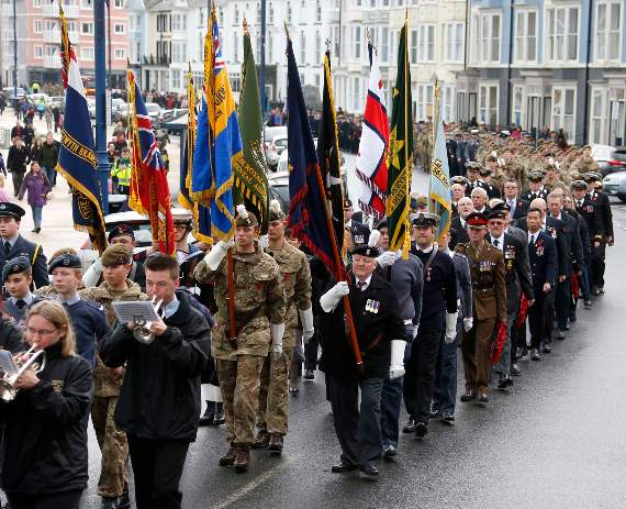 In Aberystwyth, the march led from the old town hall to the cenotaph at the castle
