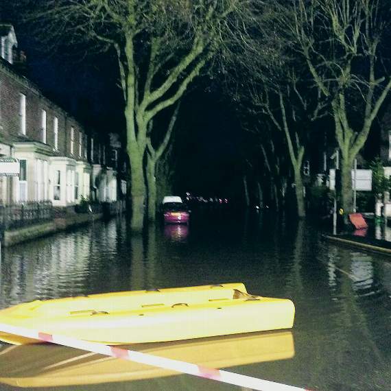 Flooded street in Carlisle