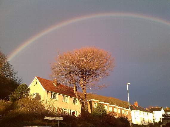 Lynne Blanchfield sent in this snap of the rainbow over Elysian Grove