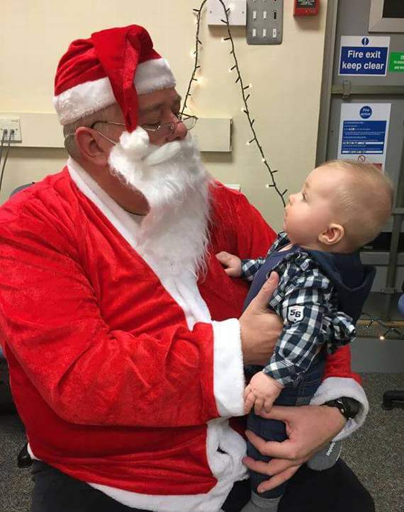 Eileen Carmichael sent in this photo of her 5-month-old grandson Corey Carmichael met santa in Barclays bank Aberystwyth on Thursday when the town's Christmas lights were turned on