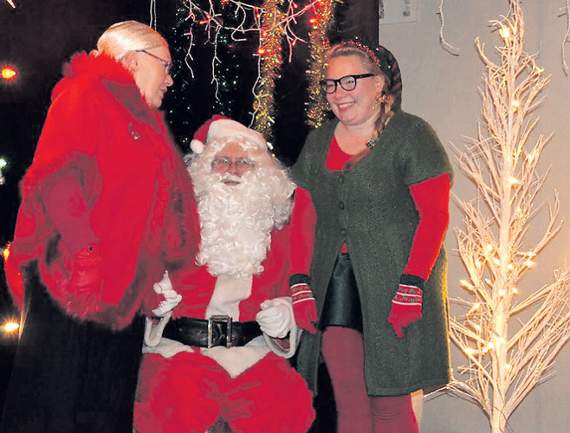 Santa was ably assisted by Mrs Claus and a Christmas elf at the Tywyn Christmas lights switch-on