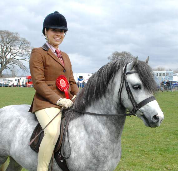 Katie Parry, Penuwch, riding Sarum Charlie, winner of the Novice Welsh Mountain Sections A and B, shown under saddle