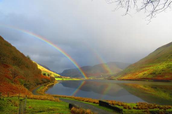 Owners of The Old Rectory on the lake, Tal-y-llyn, sent in this stunning snap of a double rainbow reflected in the lake