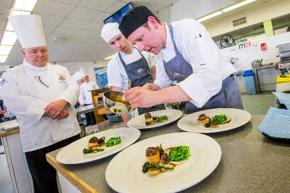 Ben Taylor in action at the National Chef of Wales final