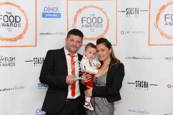 Head chef of Tafarn y Gader Tapas Bistro & Bar Azier Calvo with wife, Diana Arias and their young son, Ivan