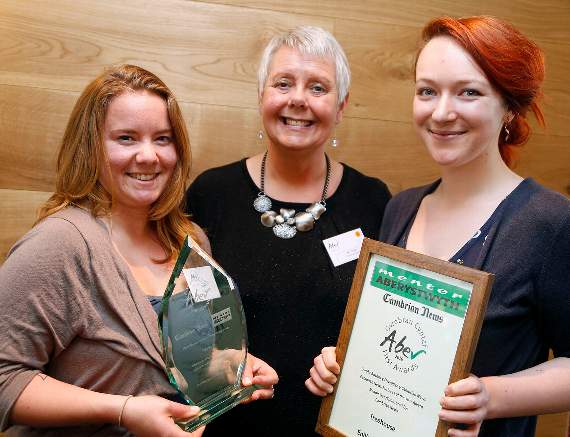 The overall Business of the Year, sponsored by the Cambrian News, was The Treehouse. Receiving their award from Bev Thomas, managing editor of the Cambrian News, are Rosetta Marsden and Emma Roberts