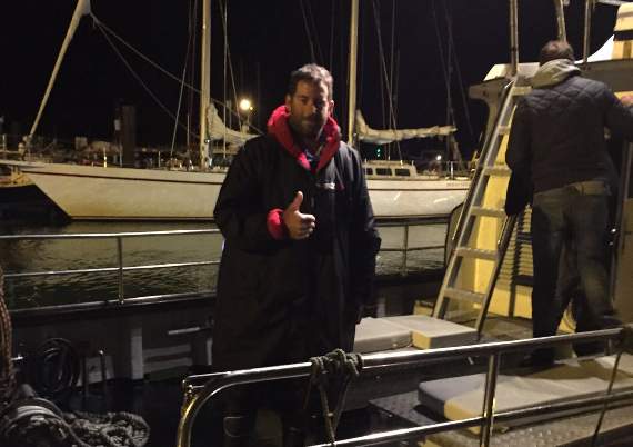 Gavin after completing the swim across the English Channel