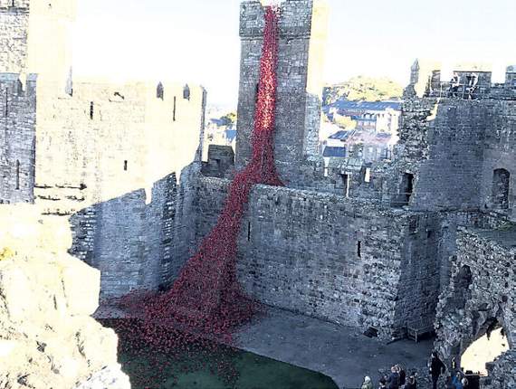 The Weeping Window art installation at Caernarfon Castle