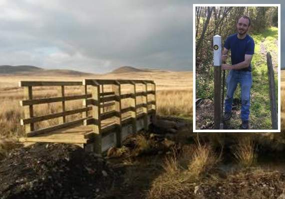 Osian Jones recently finished building a new bridge as part of his job as a countryside area ranger