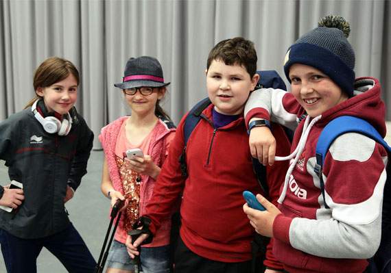 Cystadleuaeth yr Ymgom oedran ysgol gynradd: Martha Thomas, Lili Branwen, Gruffydd Llwyd Dafydd a Steffan Evans o Ysgol y Dderi, Llangybi yn cipio’r wobr gyntaf