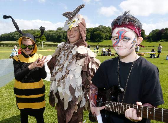 Best Dressed Individual Secondary School Child: winner, Charlie Mann as “Gwdi Hw”; Dafydd Bagiley, runner-up as Bumble Bee; and third place, Cai Williams as Rocker