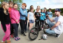 BMX display for pupils after Big Pedal challenge
