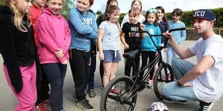 BMX display for pupils after Big Pedal challenge