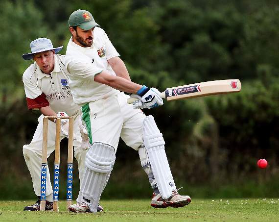 Aberystwyth batsman Ceri John pictured during his side’s semi-final against Aberaeron