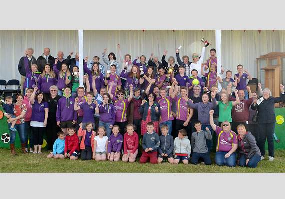 Members, future members and supporters of Felinfach YFC celebrating after winning the rally