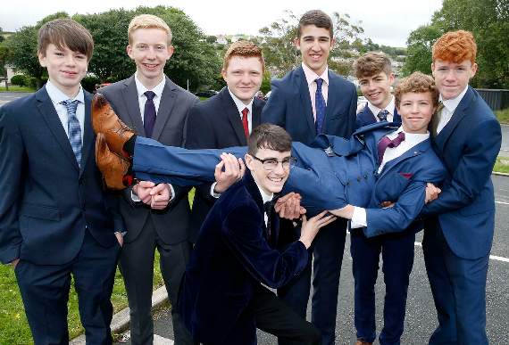 Some of the Year 11 boys pose for the camera