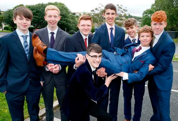 Some of the Year 11 boys pose for the camera