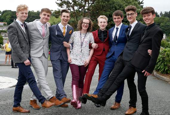 Tyrone Jule-Evans, Osian Rees-Jones, Sion Hurford, teacher Enfys Evans, Nils Marggraf-Turley, James Cowan, Joe Peterson and Steffan Gittins