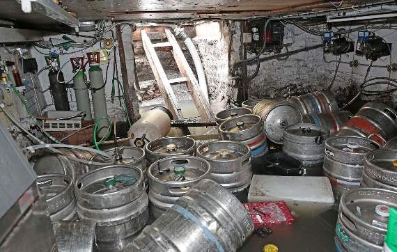 The flooded cellar at the Vale of Rheidol pub