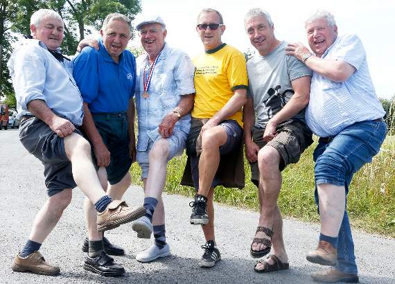 Contestants who took part in the Knobbly Knees competition: Rees Lloyd, Roland Hughes, winner Pryse Evans, Jesse Owen, Aled Richards and Tony Young
