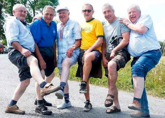 Contestants who took part in the Knobbly Knees competition: Rees Lloyd, Roland Hughes, winner Pryse Evans, Jesse Owen, Aled Richards and Tony Young