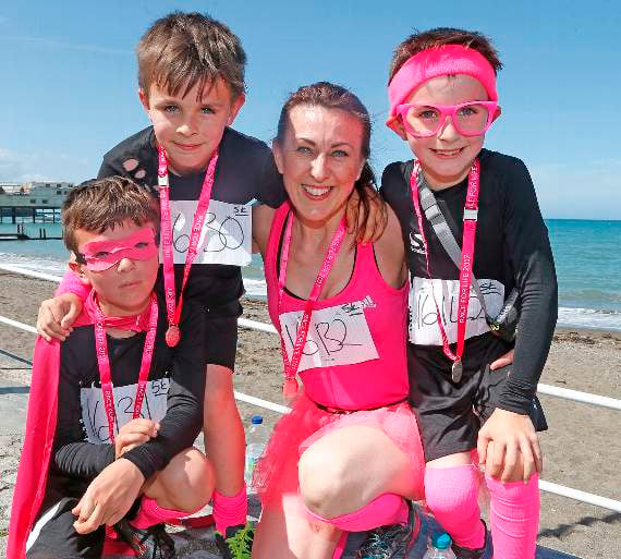 Mel Yates with sons 11-year-old Charlie Smith, nine-year-old Dan Smith and eight-year-old Petey Smith, of Ciliau Aeron