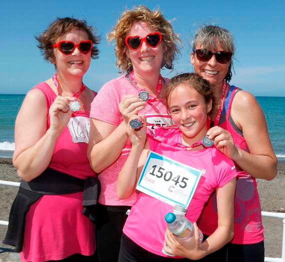 Becky Knight, Sarah McKenna, Poppy Roberts and Anna Bullen from the Dyfi Valley after completing the race