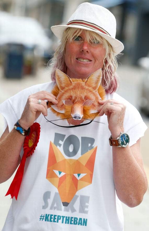 Sian Owen with her fox mask and fox T-shirt