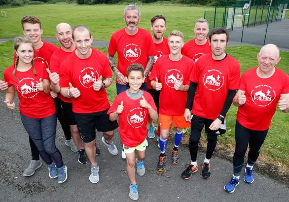 Lauren Sayer, Adam Lindsey, Phil Thomas, Neil Adams, Leonardo Desouza-Davies, Daemon Smith, Dean Smith, Jamie Beesley, Dylan Jones, Peter Evans and Chris Grant, who all took part in the run