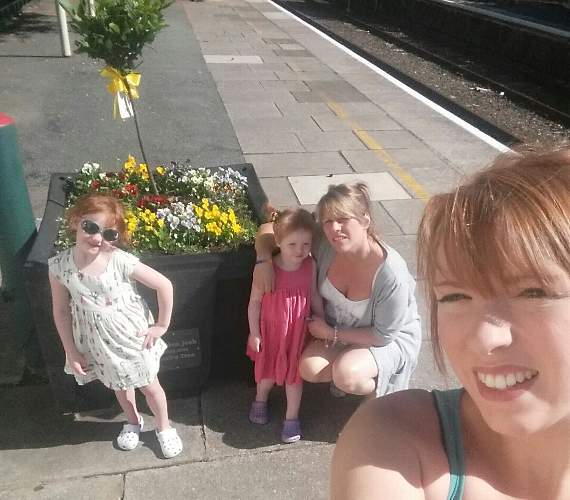 Josh’s mother Sue, sister Ceri and nieces Elin and Lowri stand beside ‘Josh’s Tree'