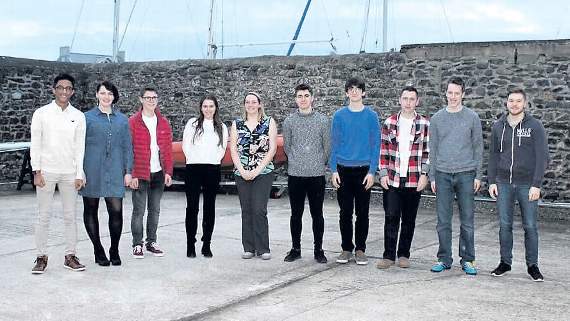 Getting Ready for the quiz in the Yacht Club are: Naim Awal, Cara Lloyd (president of the RIC), Dewi Morris, Izzy Willis, Kelly Ash (teacher), Owen Evans (vice president of the RIC), Rhys Jones, Rhys Eades, Iwan Davies and Jonah Bates