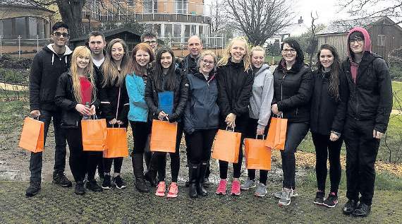 The Rotary Interact Club at Skanda Vale Hospice. From left: Naim Awal, Samantha Bromley, Rhys Eades, Malen Williams, Alaw Jones, Dewi Morris, Mared Davies, Jazmine Beauchamp, Bethan Evans, Celyn Nicholson, Cara Lloyd, Izzy Willis and Rhys Jones