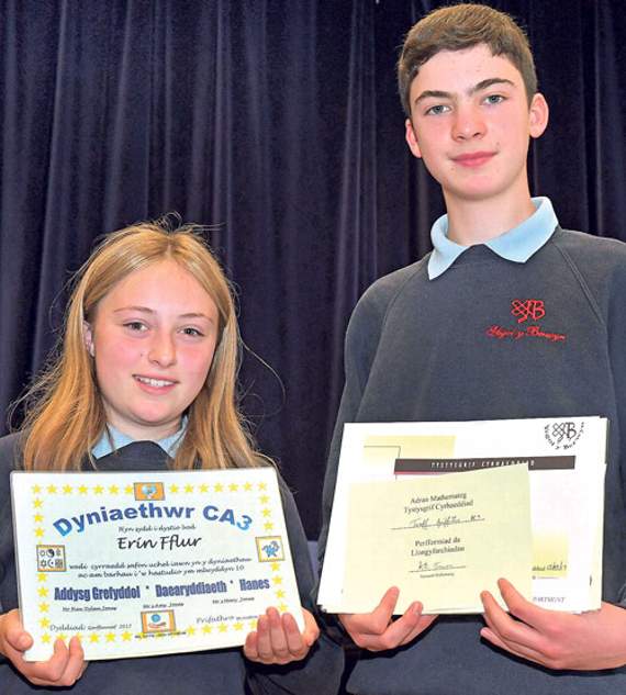 Erin Fflur won the annual ‘Dyniaethwr KS3’ award, given to a pupil in Year 9 who has reached a very high standard in religious education, geography and history. Joseff Griffiths, also of Year 9, accepted the ‘Rory Hickish Memorial Award’ for the highest scoring in his maths exams. Rory was a very gentle and hard working pupil at the school and an avid mathematician. He lost his battle against a neurological condition in 2007 when he was in Year 9. Like Rory, Joseff is also extremely conscientious and excels in mathematics