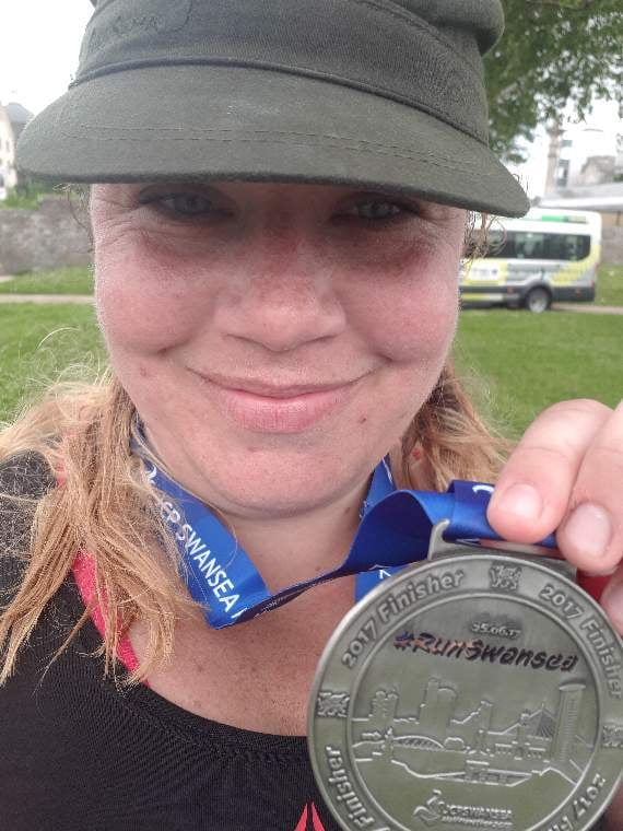 Beth after the Swansea Half Marathon