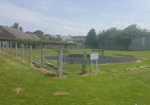 The Maesglas play area after Tai Ceredigion removed its fencing